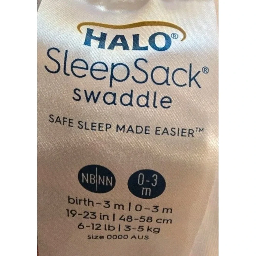 HALO SleepSack Swaddle 0-3 MO White Floral Cotton 3-Way Adjustable cottagecore
